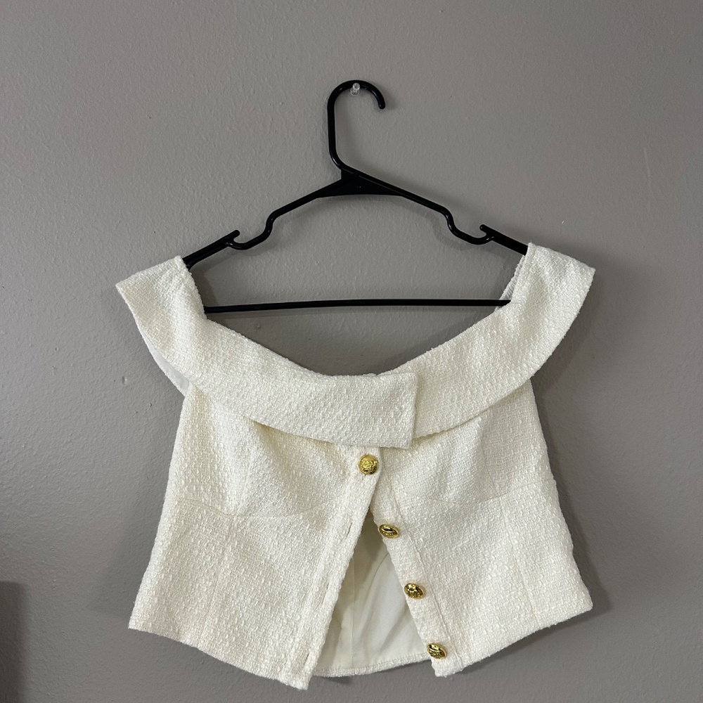 Cider cream elevated off the shoulder top - Picture 4 of 5